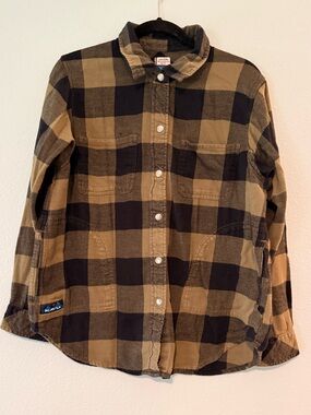 Kavu Brown & Black Plaid Button-Front Shirt/Jacket Size L